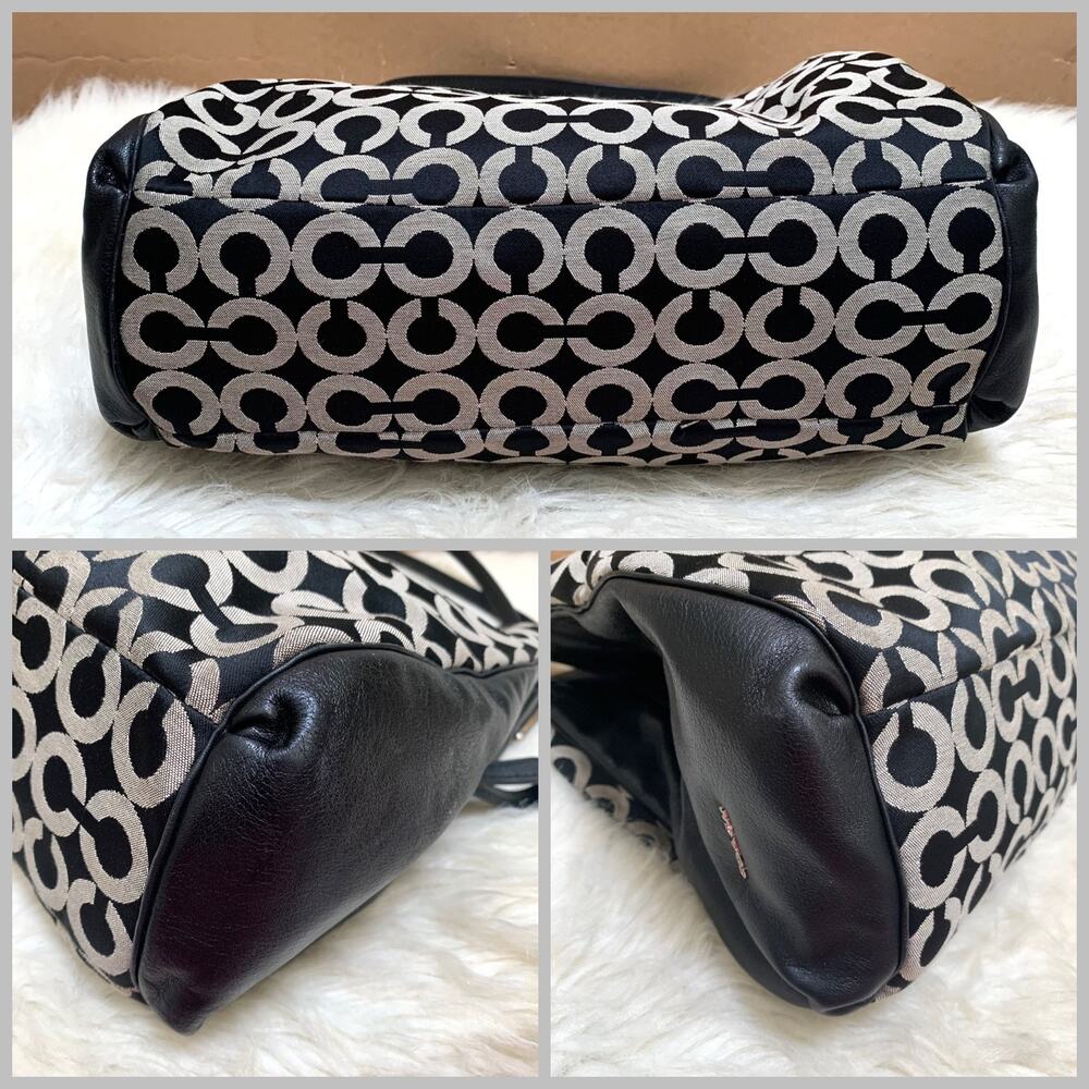 COACH MADISON Black & White OP ART Signature Fabric PHOEBE Shoulder Bag 26448 - Picture 15 of 16